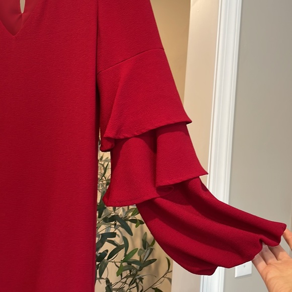 Charles Henry Red Tiered Ruffle Sleeve Mini Dress - Picture 3 of 9